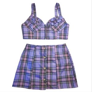Plaid 2 piece skirt and crop top